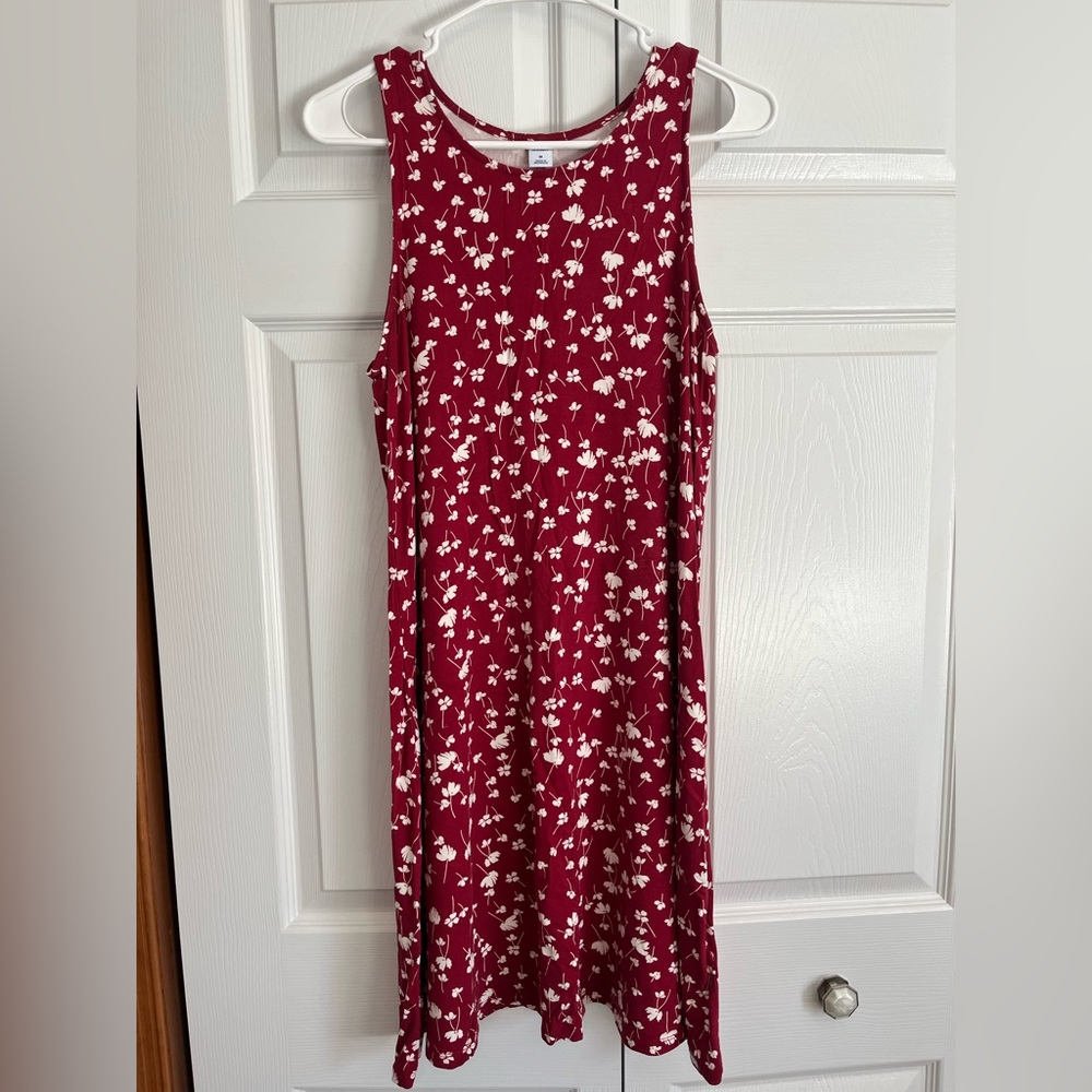 Old Navy crimson red dress with white flowers